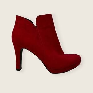 EUC | Tamaris | Suede Booties | Red | Size 37